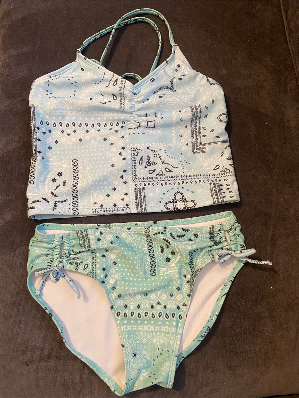 Art Class girls XL 14  Bandana Print Two-Piece Swim Set EUC